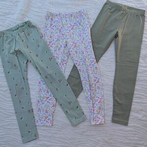 Floral and Solid Leggings Set